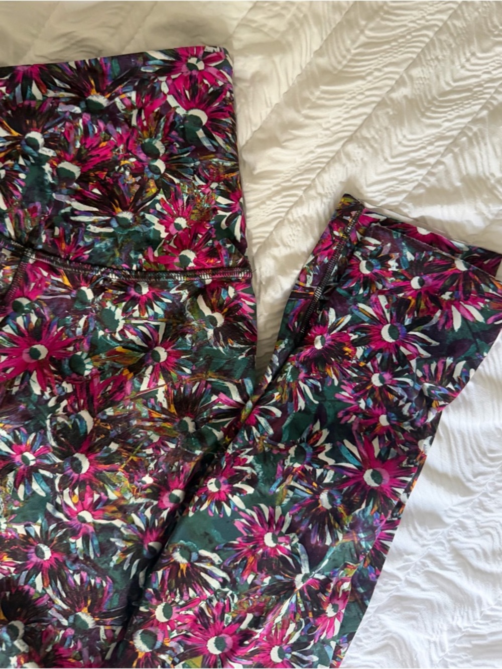 Lululemon Floral Print High-Rise Leggings in Teal and Magenta